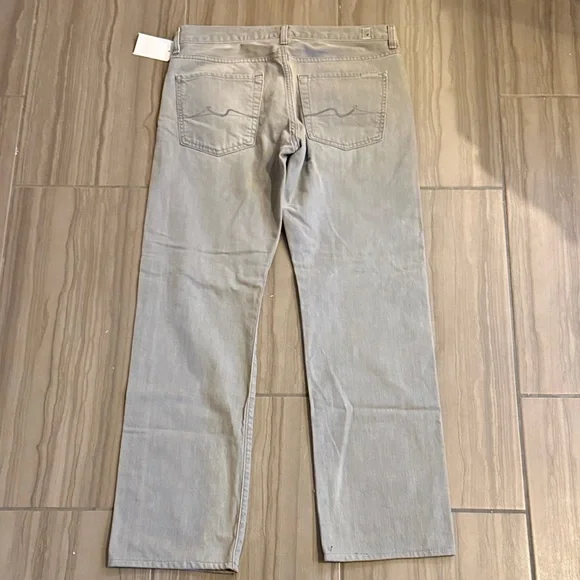 7 For All Mankind Light Gray Straight Jeans